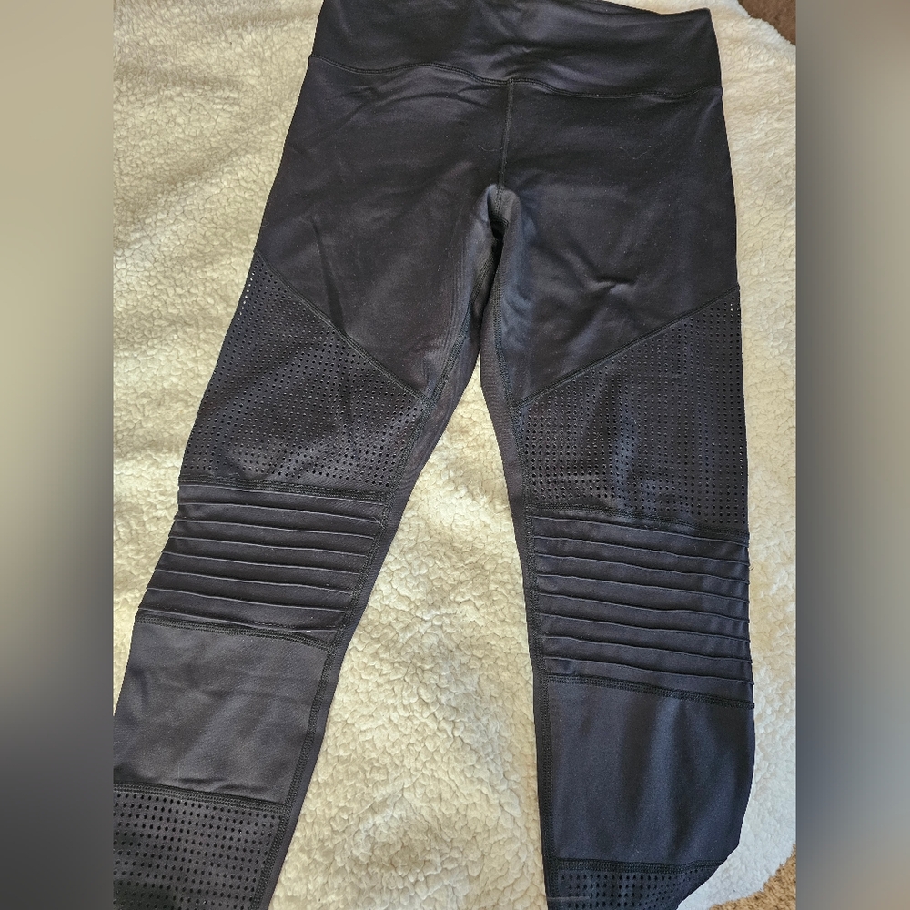 Zyia Moto Black Light N Tight Leggings sz 12